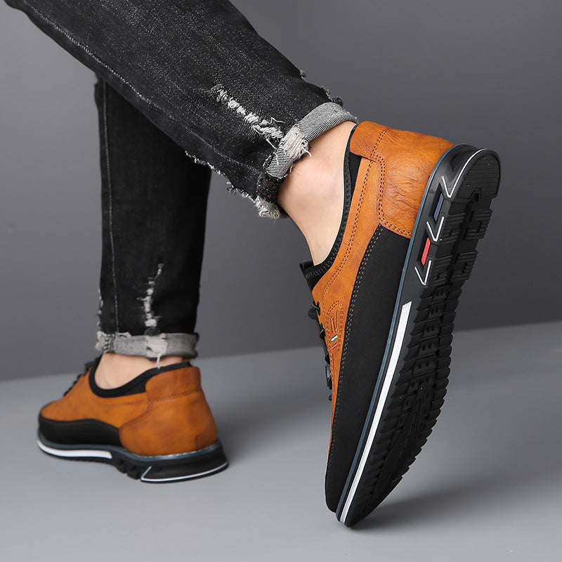 Ivo | Men's Lace Up Leather Casual Shoes Tan Black