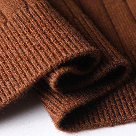 Voss | Men's Cable Knit Zip Cardigan Brown