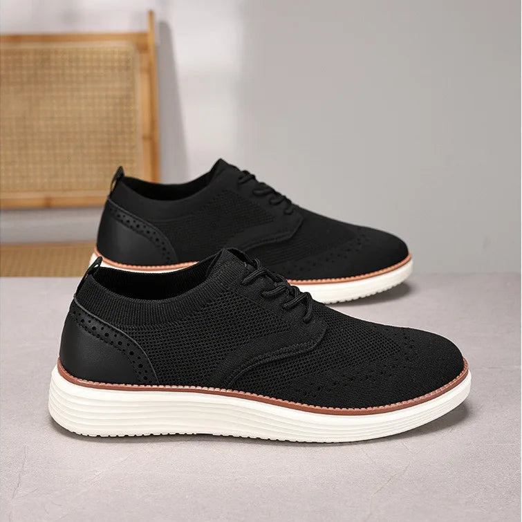 Axel | Men's Knit Oxford Shoes Olive Green White Sole