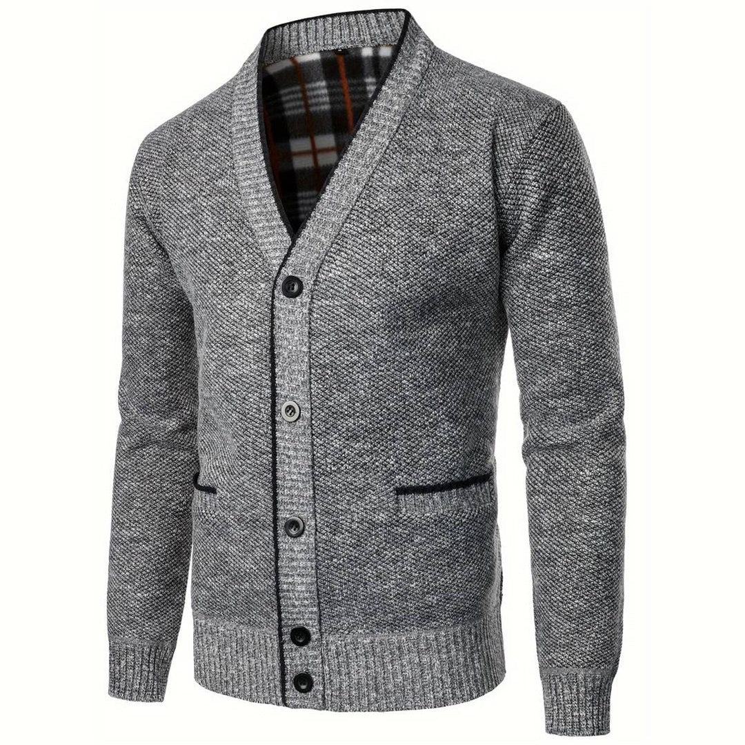 Axel | Men's Cable Knit Cardigan Gray Button Front