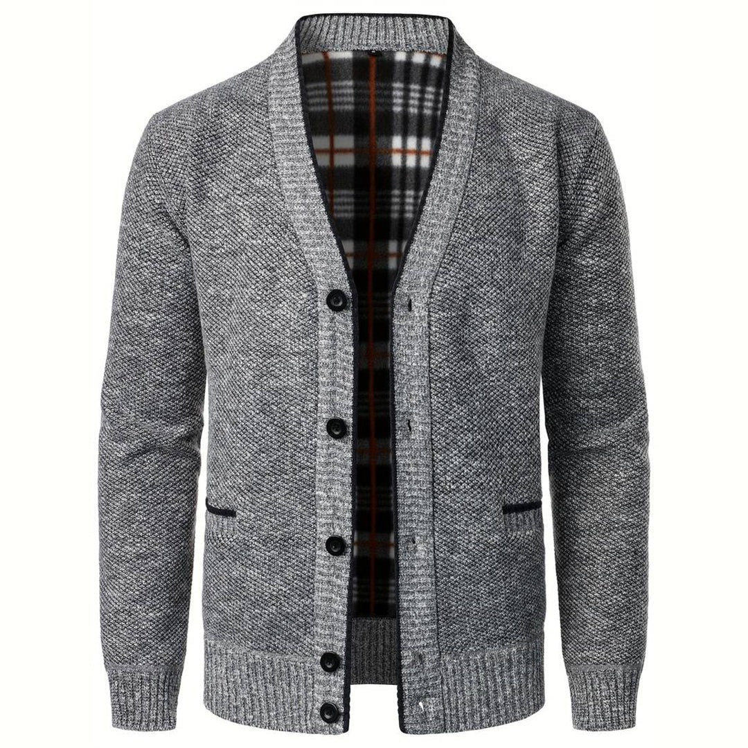 Axel | Men's Cable Knit Cardigan Gray Button Front
