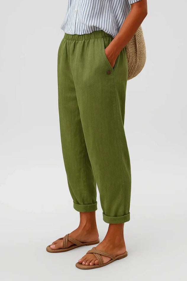 Ivy | Women's Linen Pants Cream Wide Leg Relaxed Fit