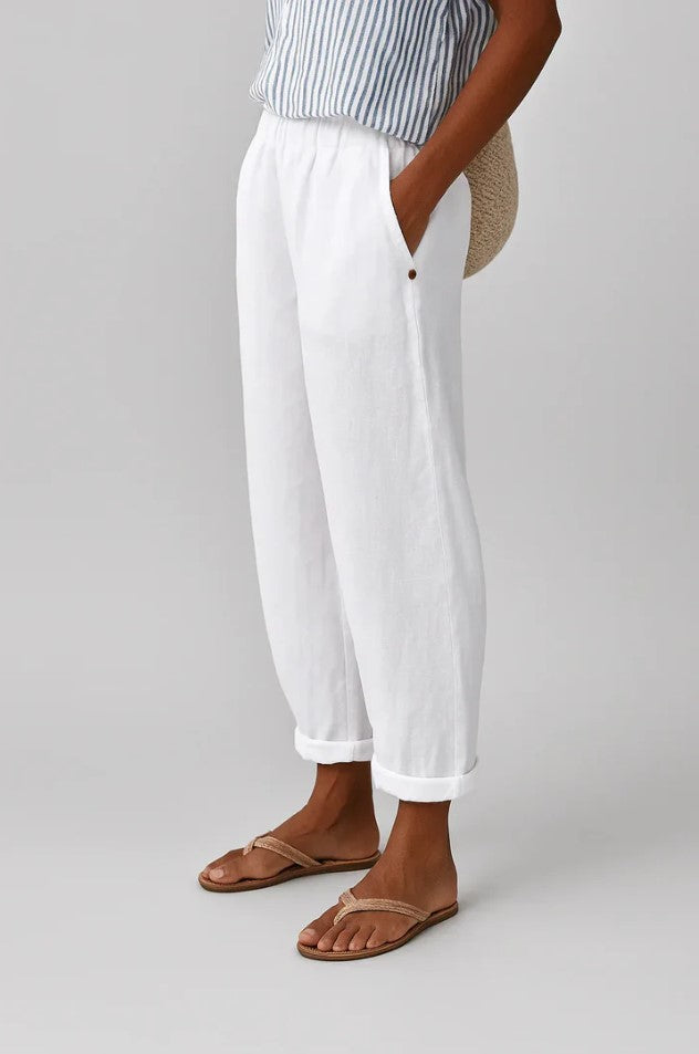Ivy | Women's Linen Pants Cream Wide Leg Relaxed Fit