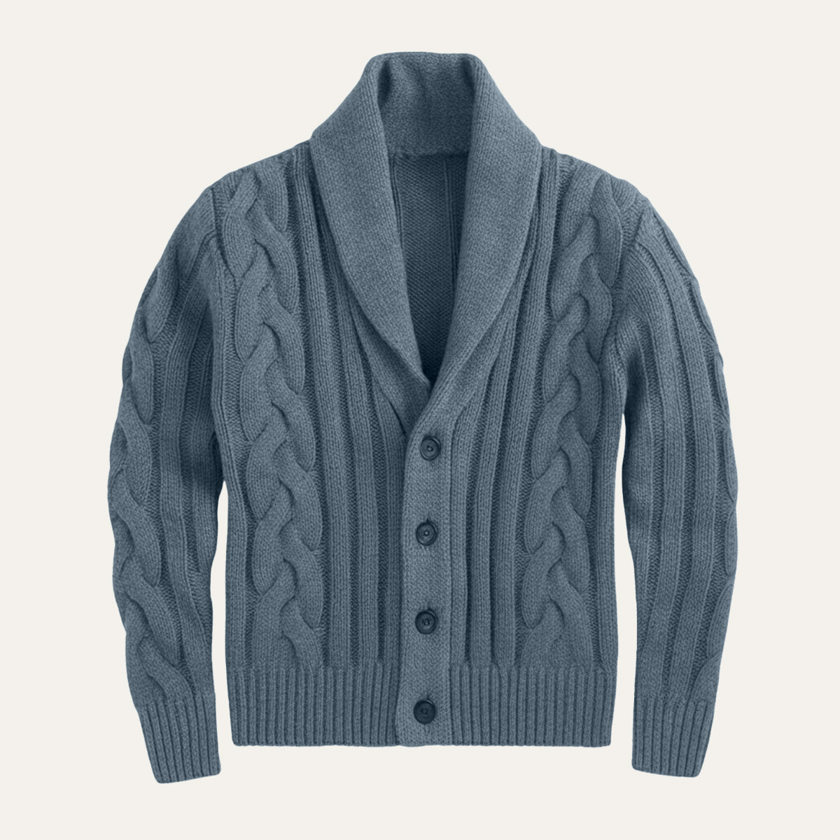 Axel | Men's Cable Knit Cardigan Black Shawl Collar Button Up
