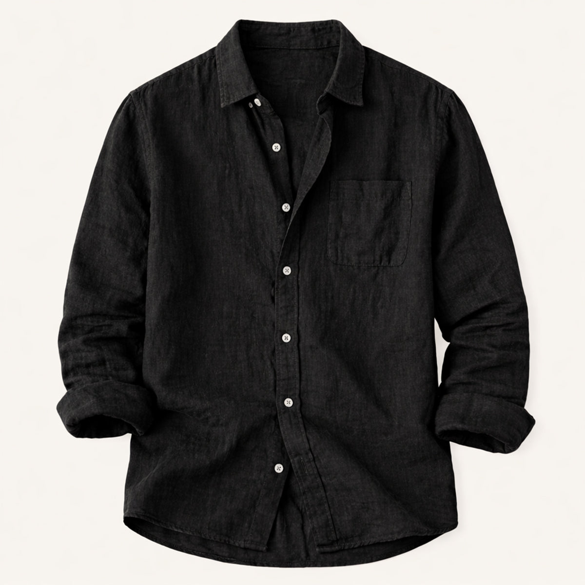 Beau | Men's Linen Button Up Shirt Brown Long Sleeve Casual