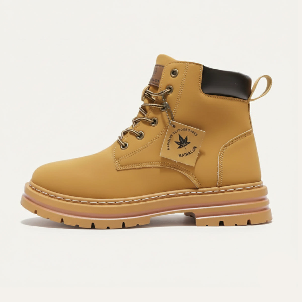 Beau | Men's Lace Up Work Boot Tan Platform Sole