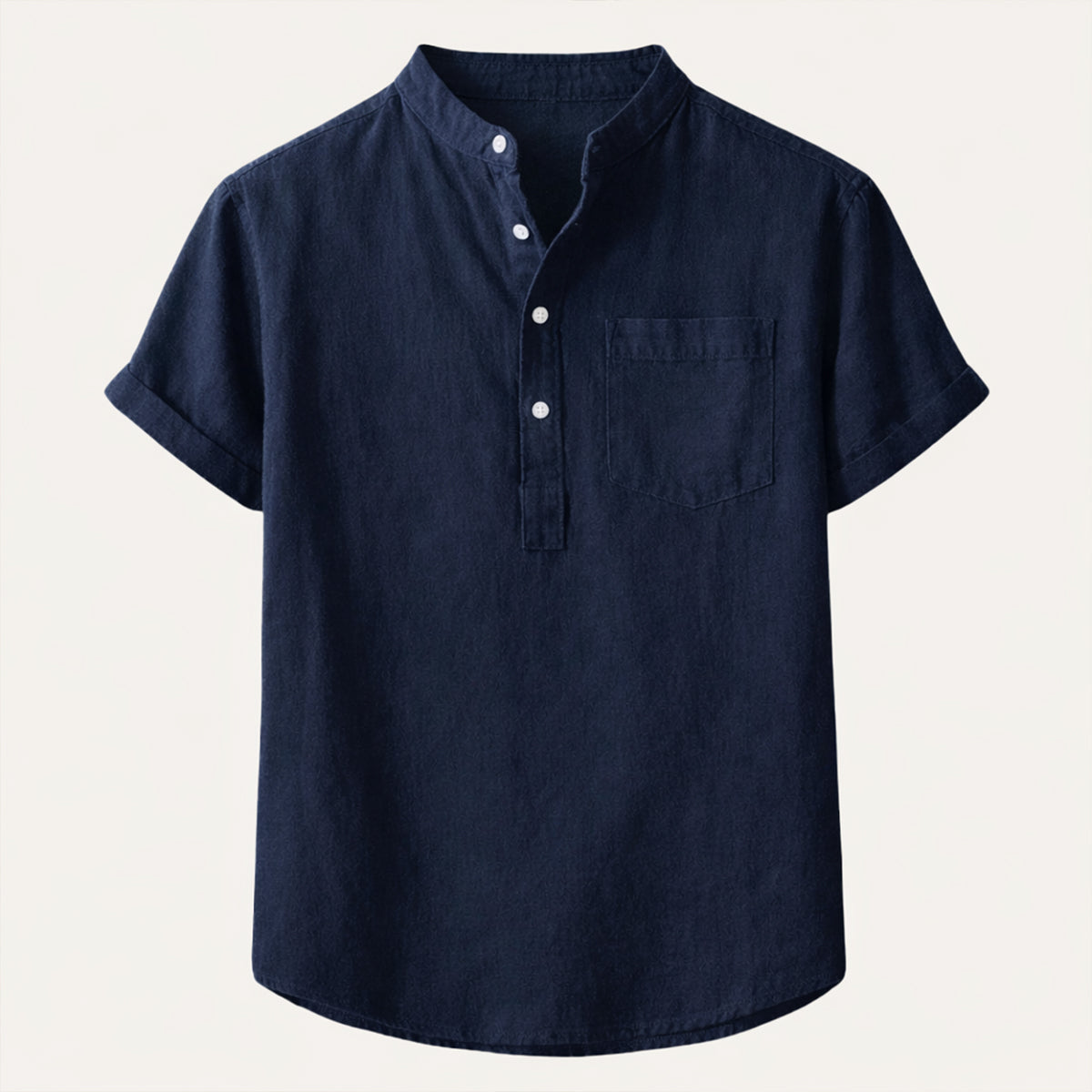 Axel | Men's Henley Shirt Black Short Sleeve Chest Pocket