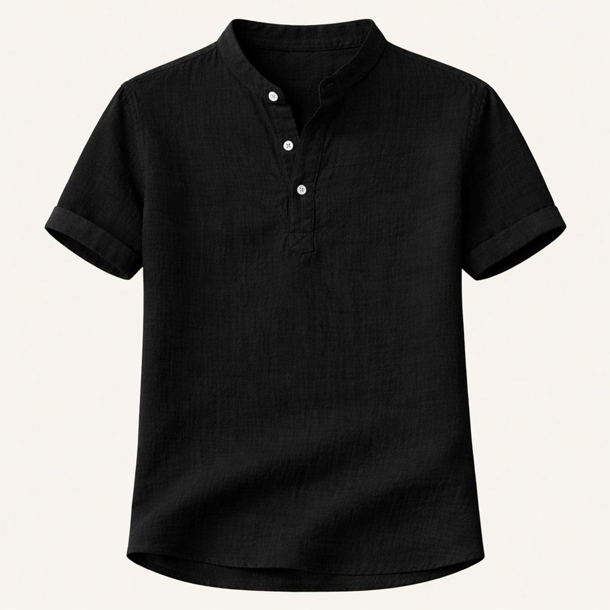 Beau | Men's Linen Shirt Cream Short Sleeve Button Up