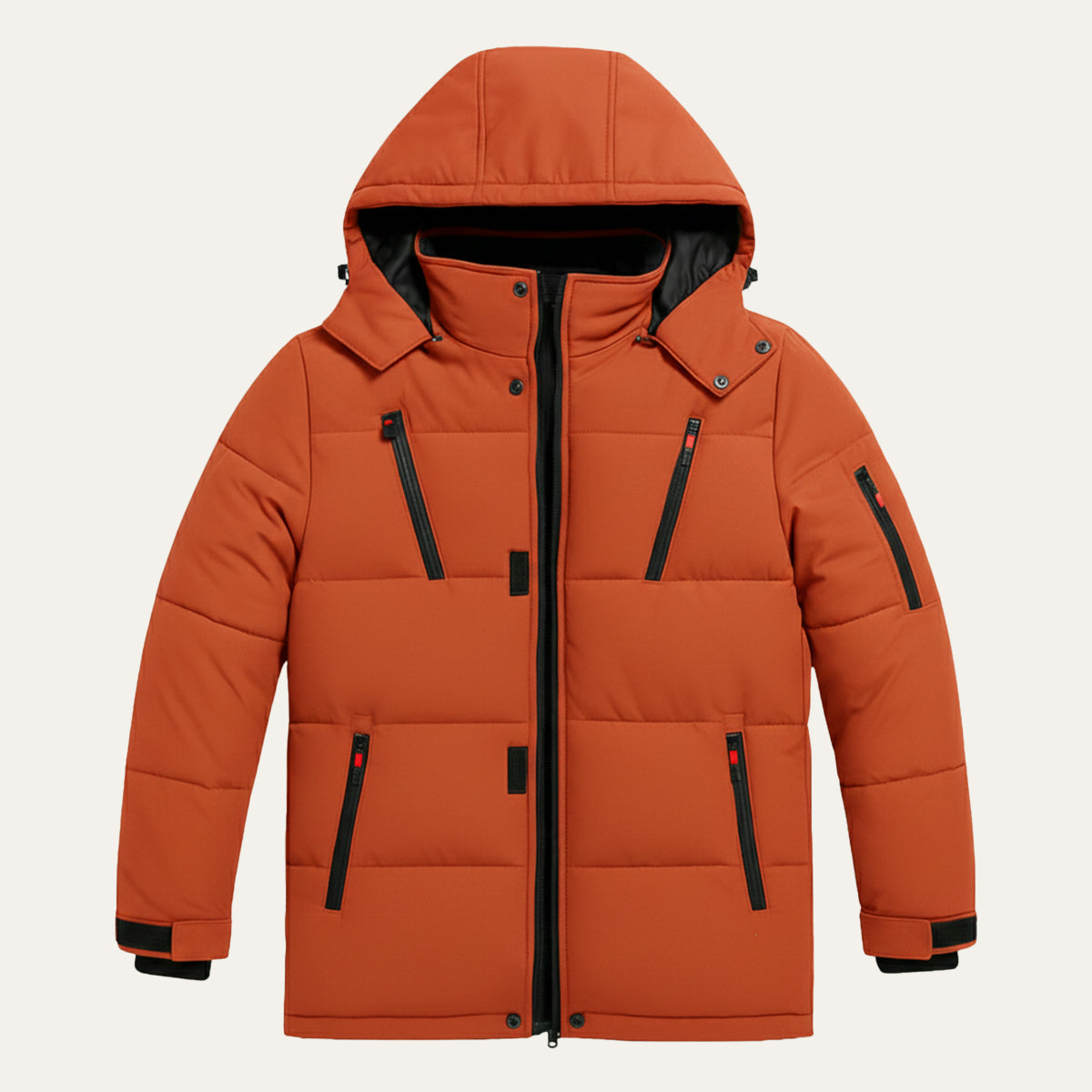 Reid | Men's Puffer Jacket Olive Hooded Winter Coat