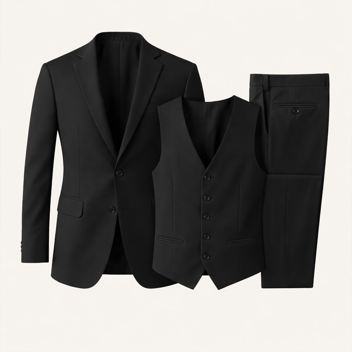 Callum | Men's Three Piece Slim Fit Suit Cream Formal Blazer Vest Trousers