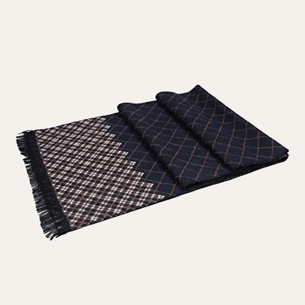 Axel | Men's Cashmere Merino Scarf Black Check Fringe