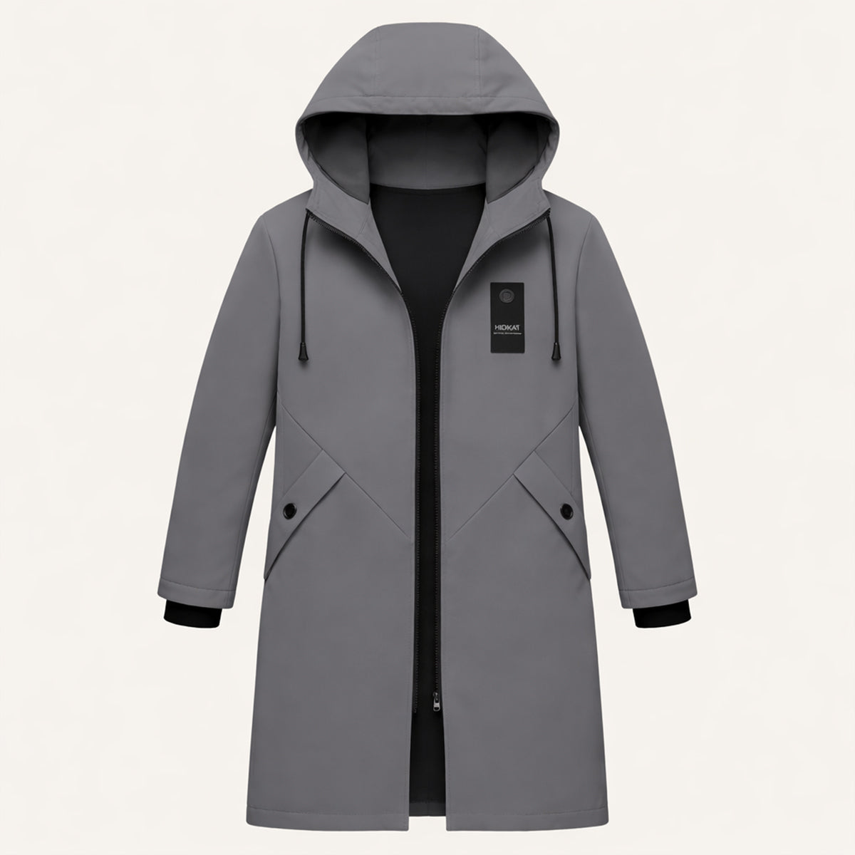 Greta | Men's Waterproof Long Rain Jacket Olive Green Hooded