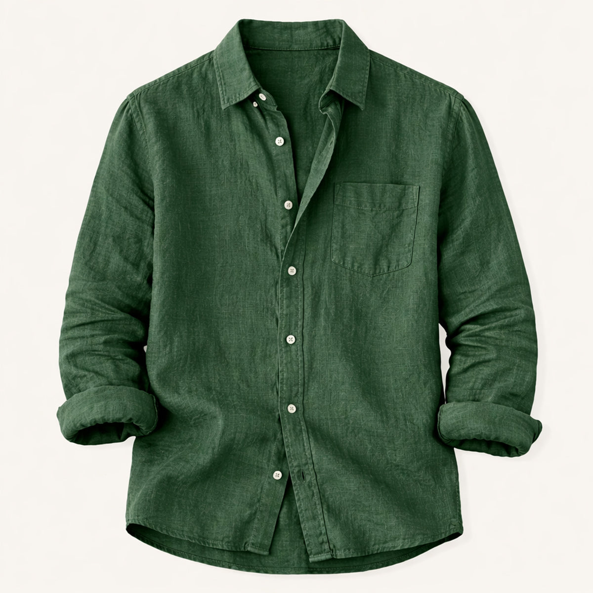 Beau | Men's Linen Button Up Shirt Brown Long Sleeve Casual