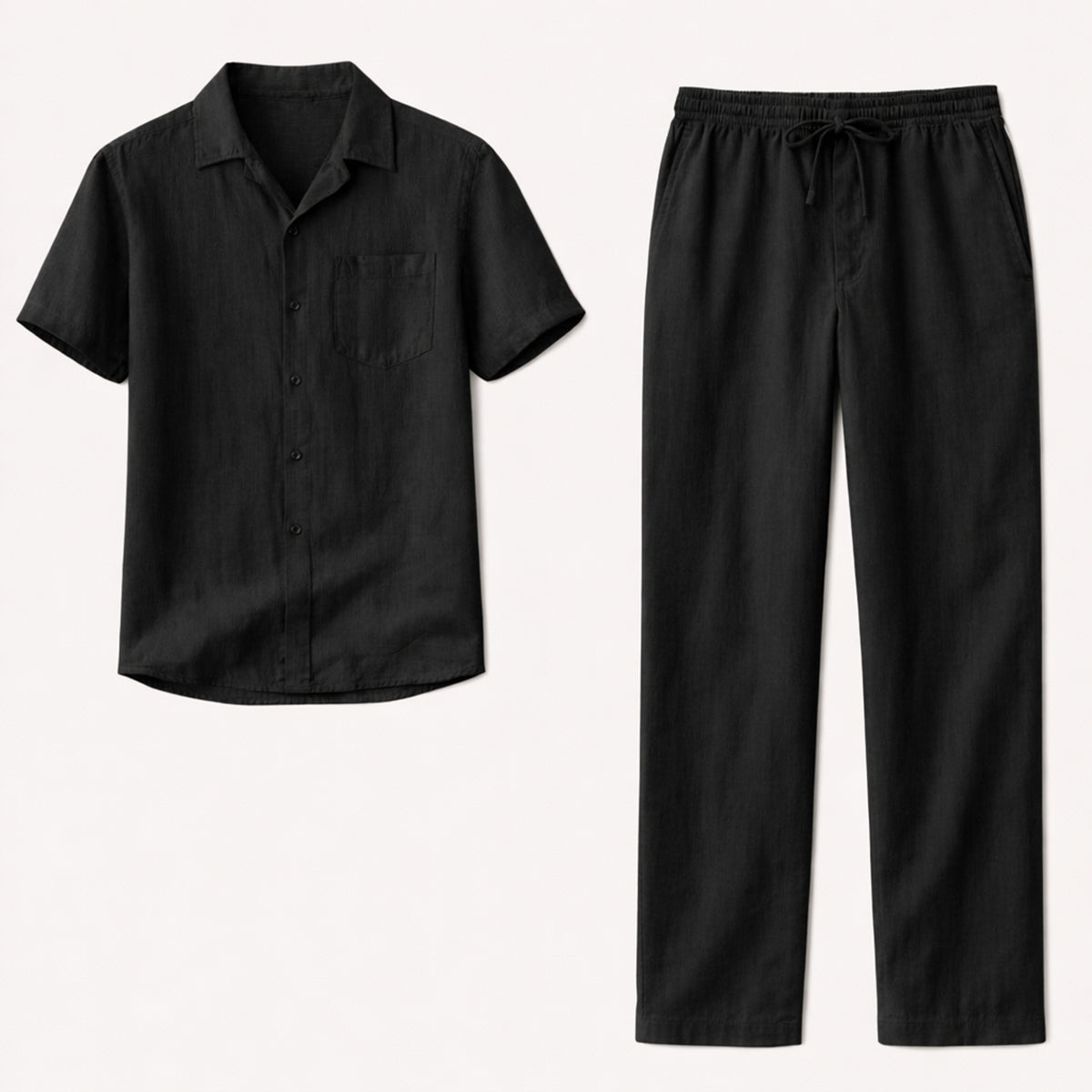 Sage | Men's Linen Shirt Cream Short Sleeve Button Up