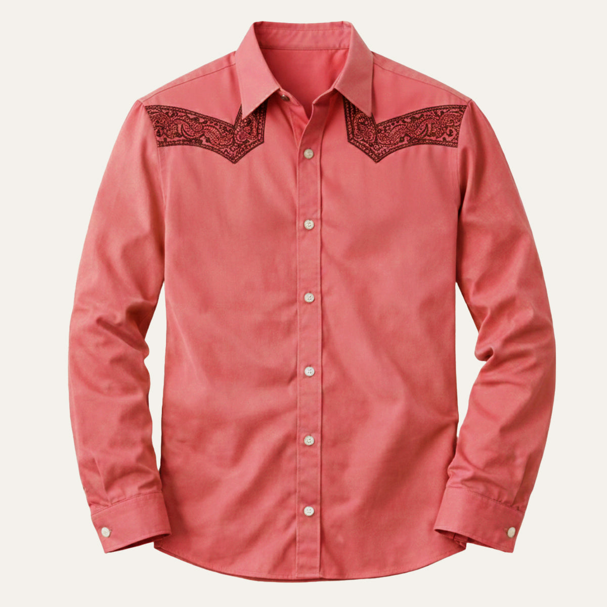 Roan | Men's Two Tone Block Button Up Shirt Cream Brown
