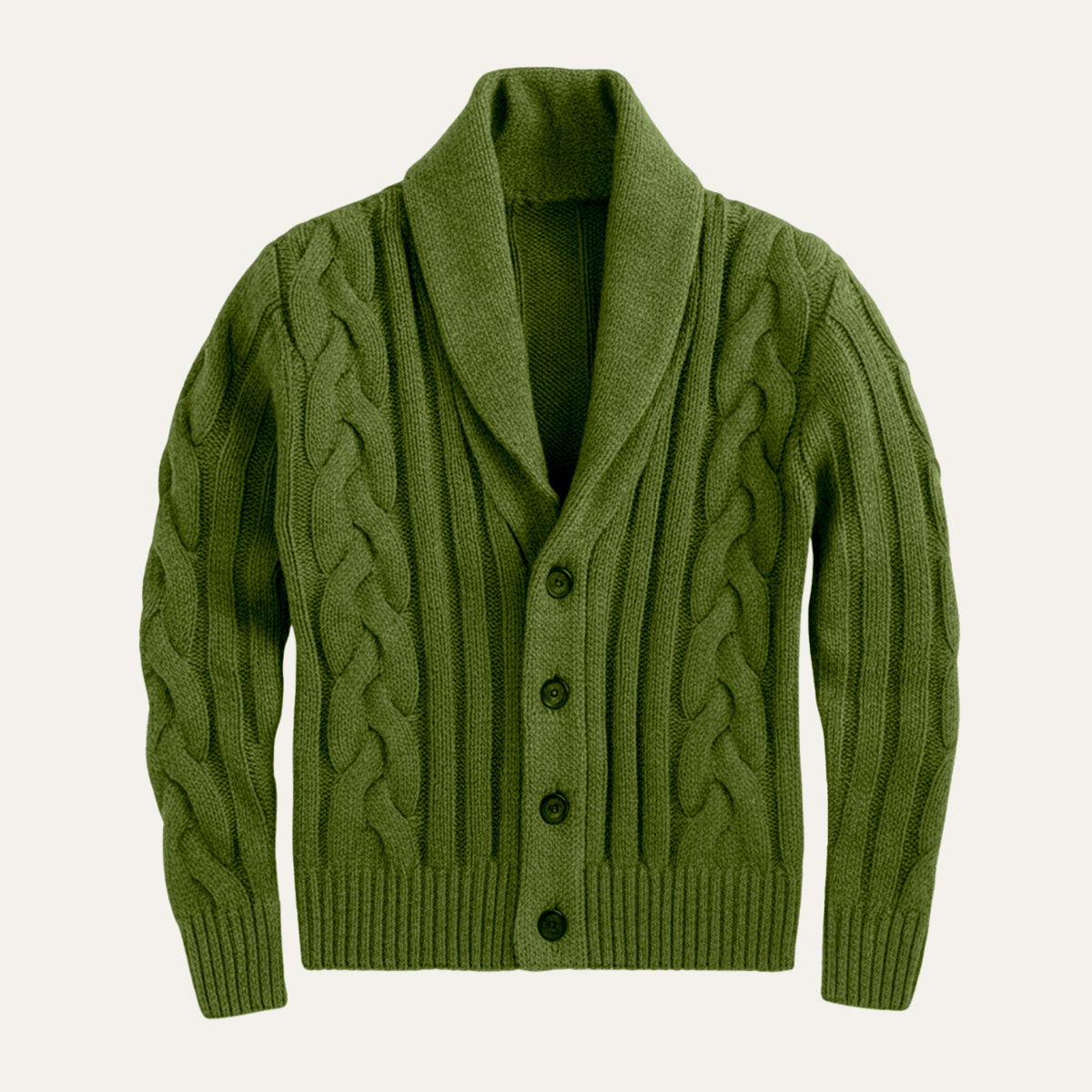 Axel | Men's Cable Knit Cardigan Black Shawl Collar Button Up