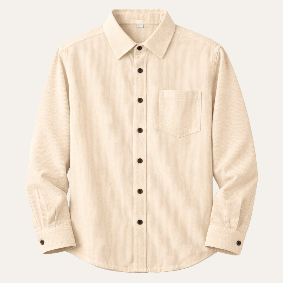 Beau | Men's Corduroy Button Up Shirt Cream Long Sleeve