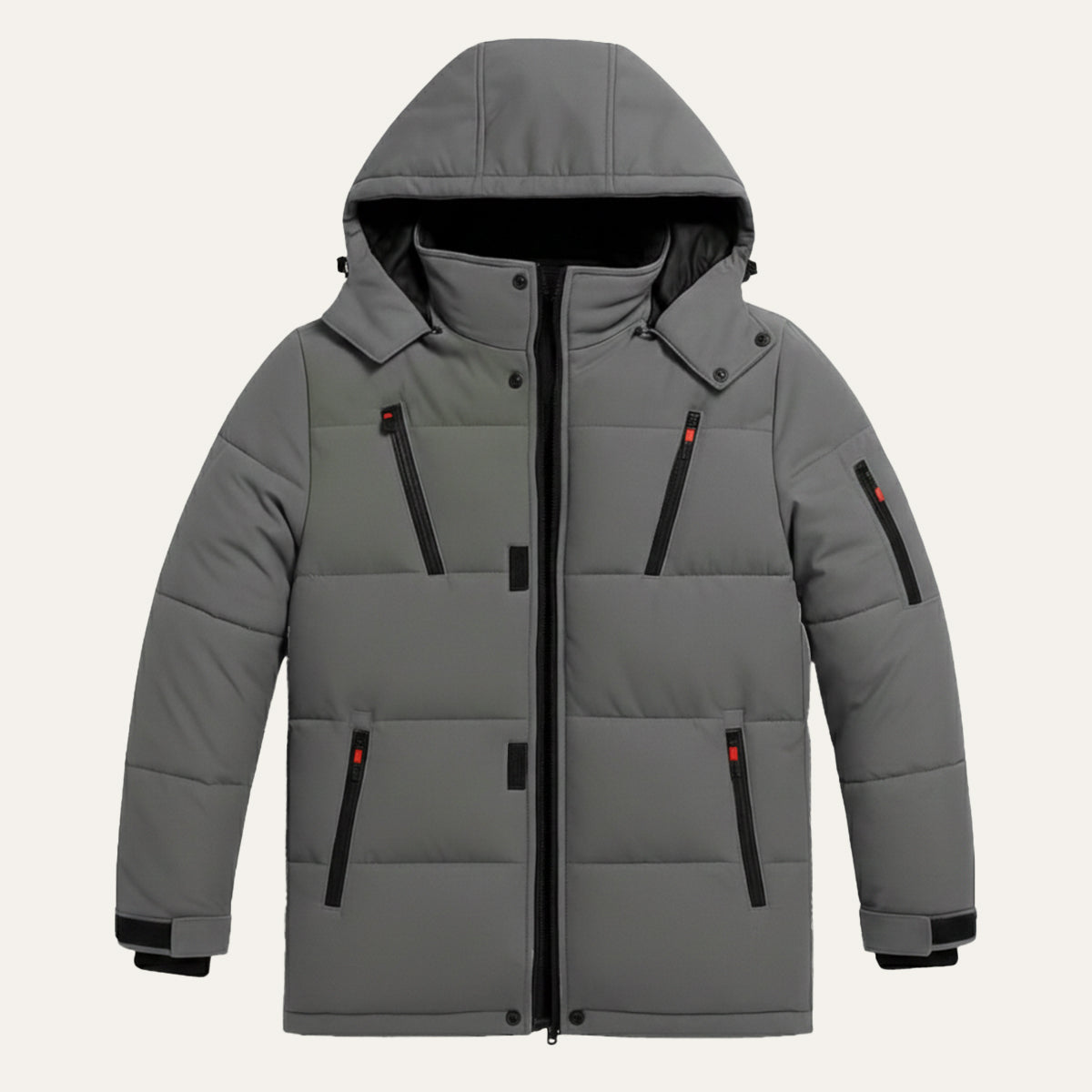 Reid | Men's Puffer Jacket Olive Hooded Winter Coat