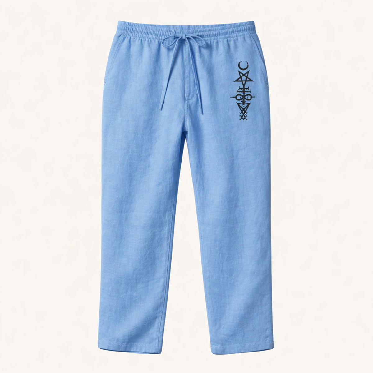 Luca | Men's Relaxed Wide Leg Linen Pants Gray Drawstring