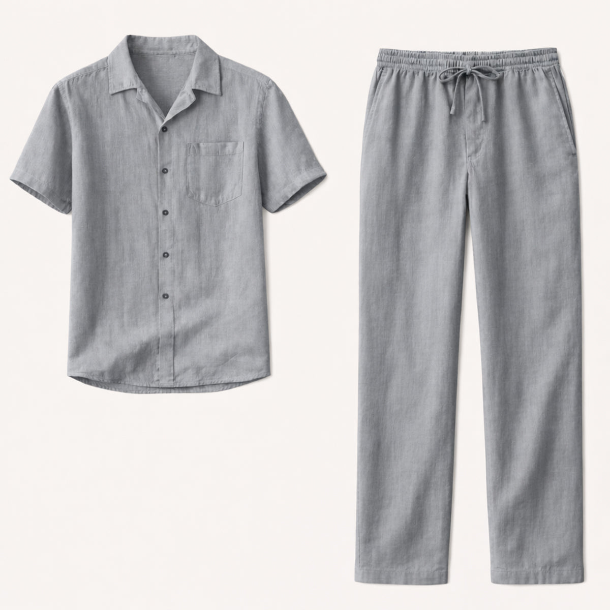 Sage | Men's Linen Shirt Cream Short Sleeve Button Up