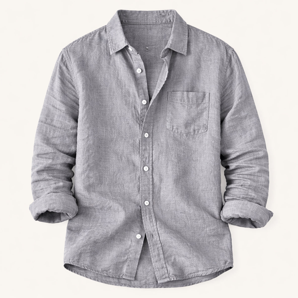 Beau | Men's Linen Button Up Shirt Brown Long Sleeve Casual