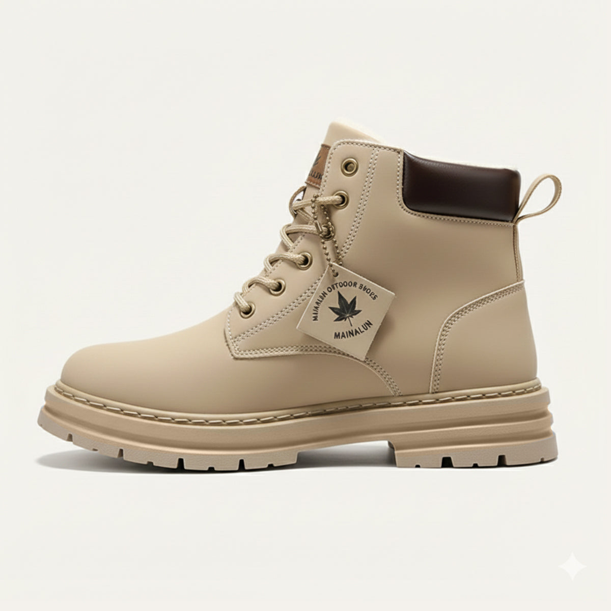 Beau | Men's Lace Up Work Boot Tan Platform Sole
