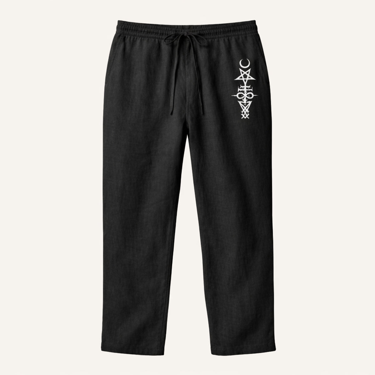 Luca | Men's Relaxed Wide Leg Linen Pants Gray Drawstring