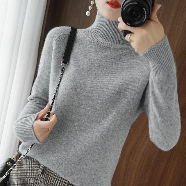 Ines | Women's Oversized Turtleneck Sweater Cream Knit