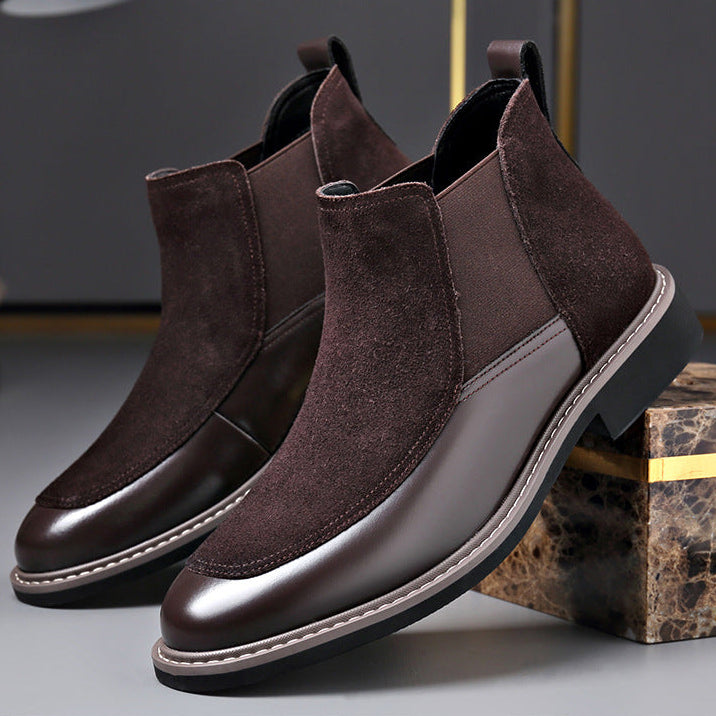 Voss | Men's Suede Chelsea Boots Brown Leather Ankle