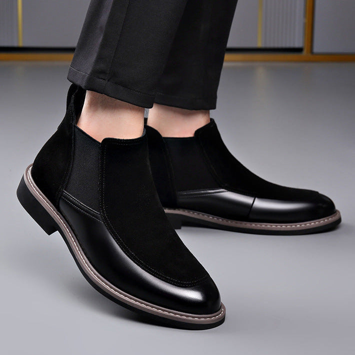 Voss | Men's Suede Chelsea Boots Brown Leather Ankle