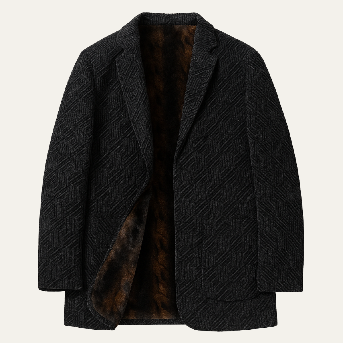 Axel | Men's Houndstooth Blazer Navy With Fur Lining