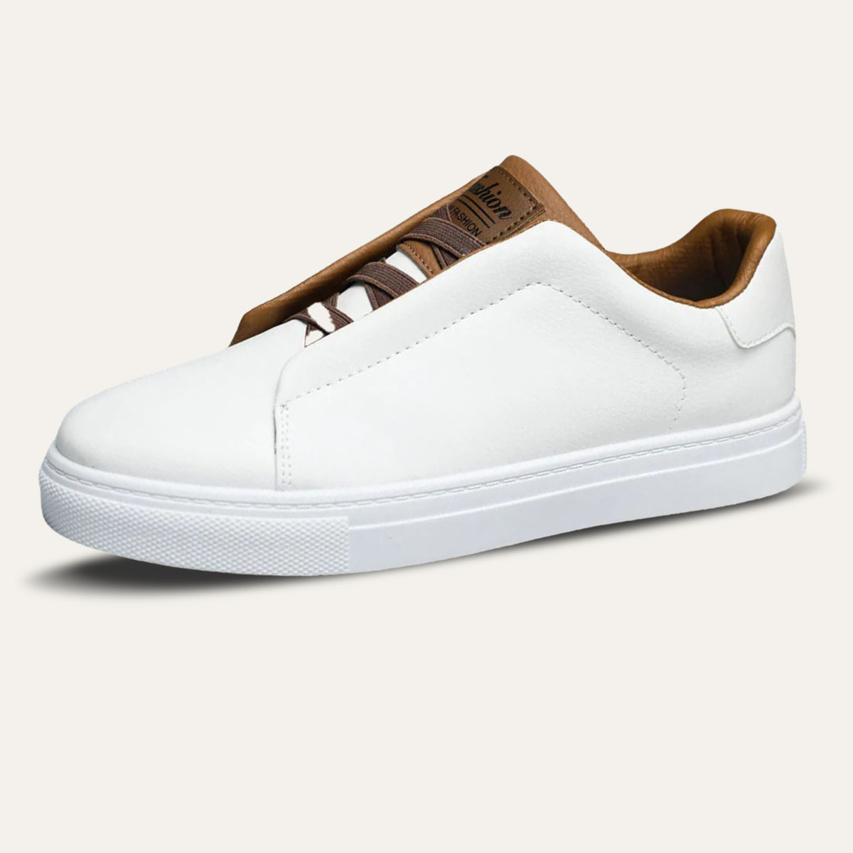 Beau | Men's Casual Leather Slip On Sneakers Black White