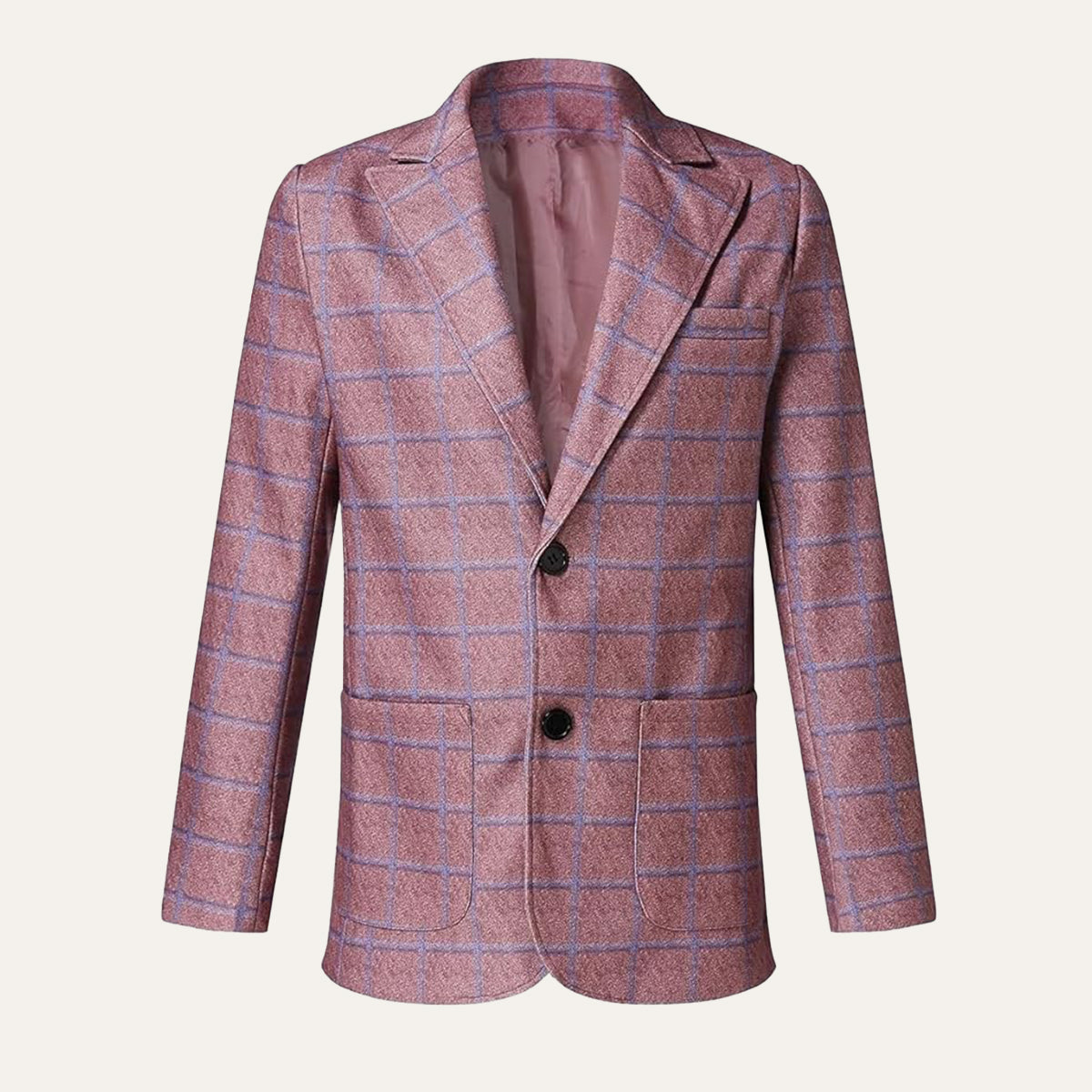 Sage | Men's Check Blazer Mauve Double Breasted