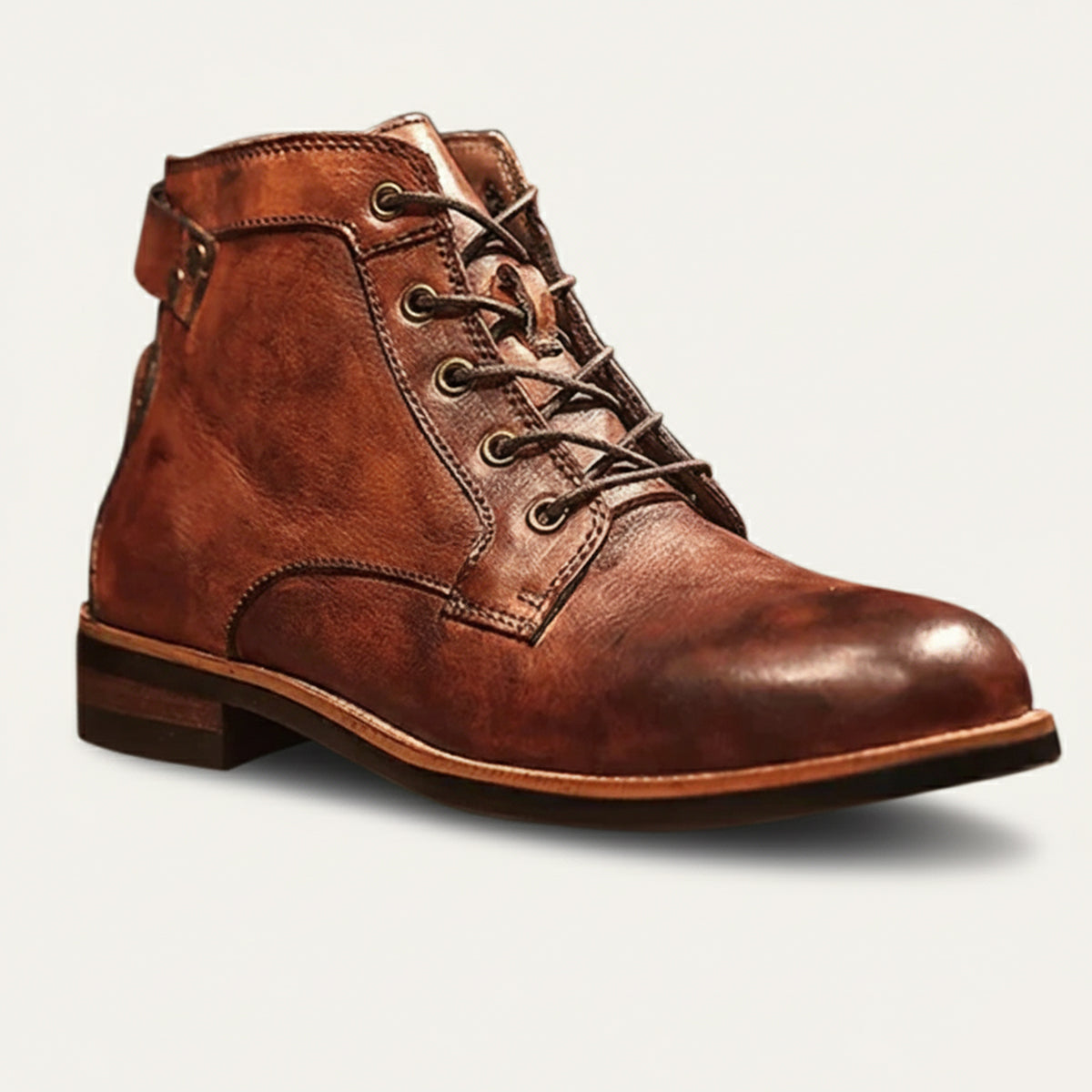 Beau | Men's Leather Lace Up Ankle Boots Brown