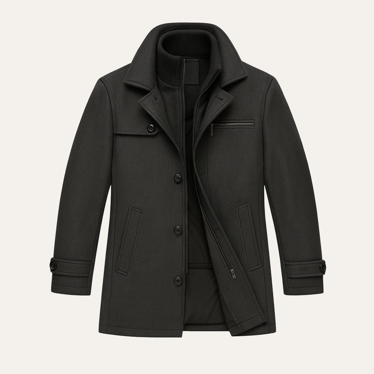 Callum | Men's Wool Blend Overcoat Camel Button Front