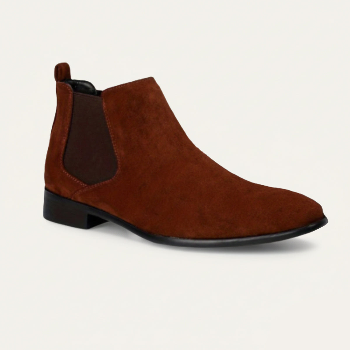 Ezra | Men's Suede Chelsea Boot Beige Black Sole