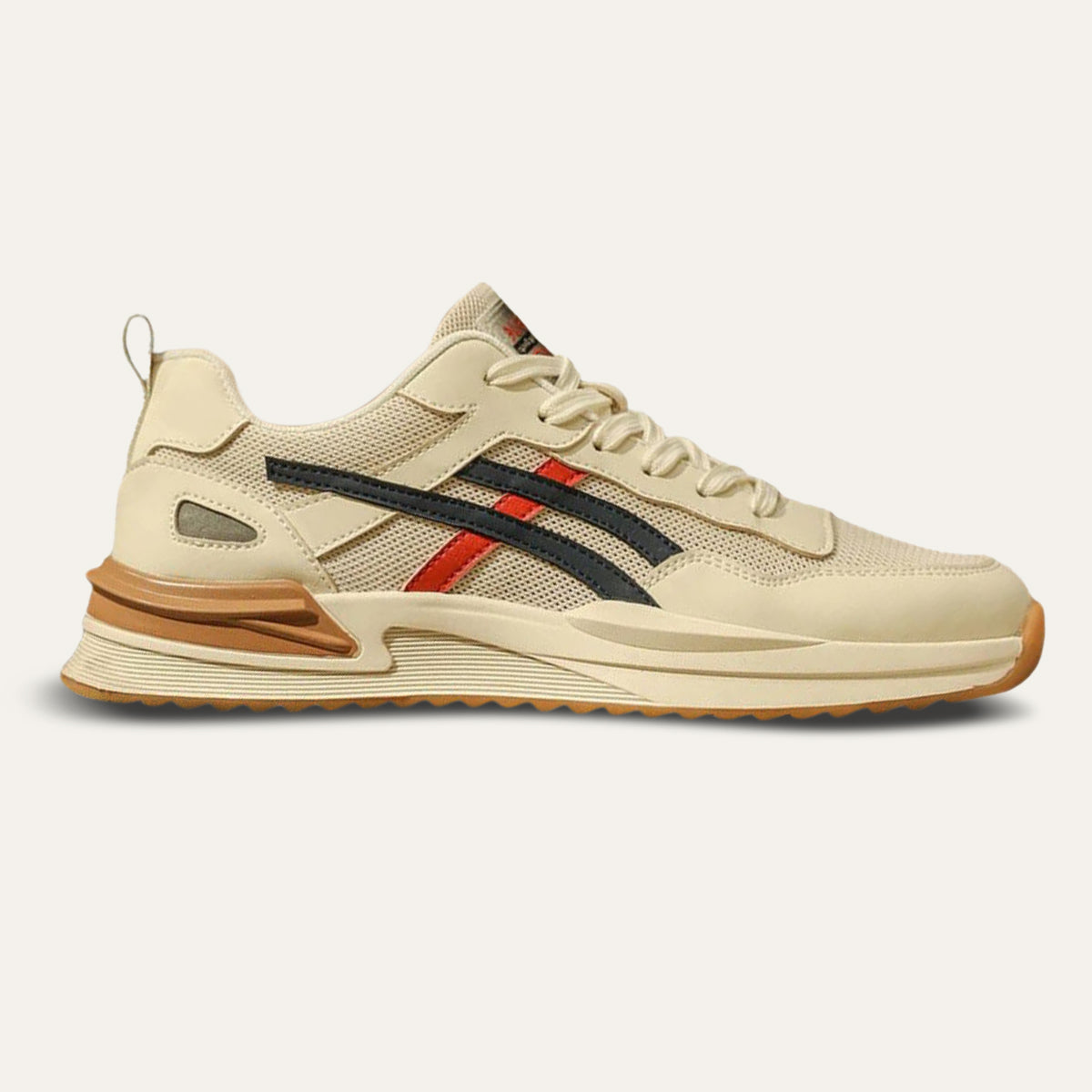 Bram | Men's Cream Navy Mesh Lace Up Runner Sneaker