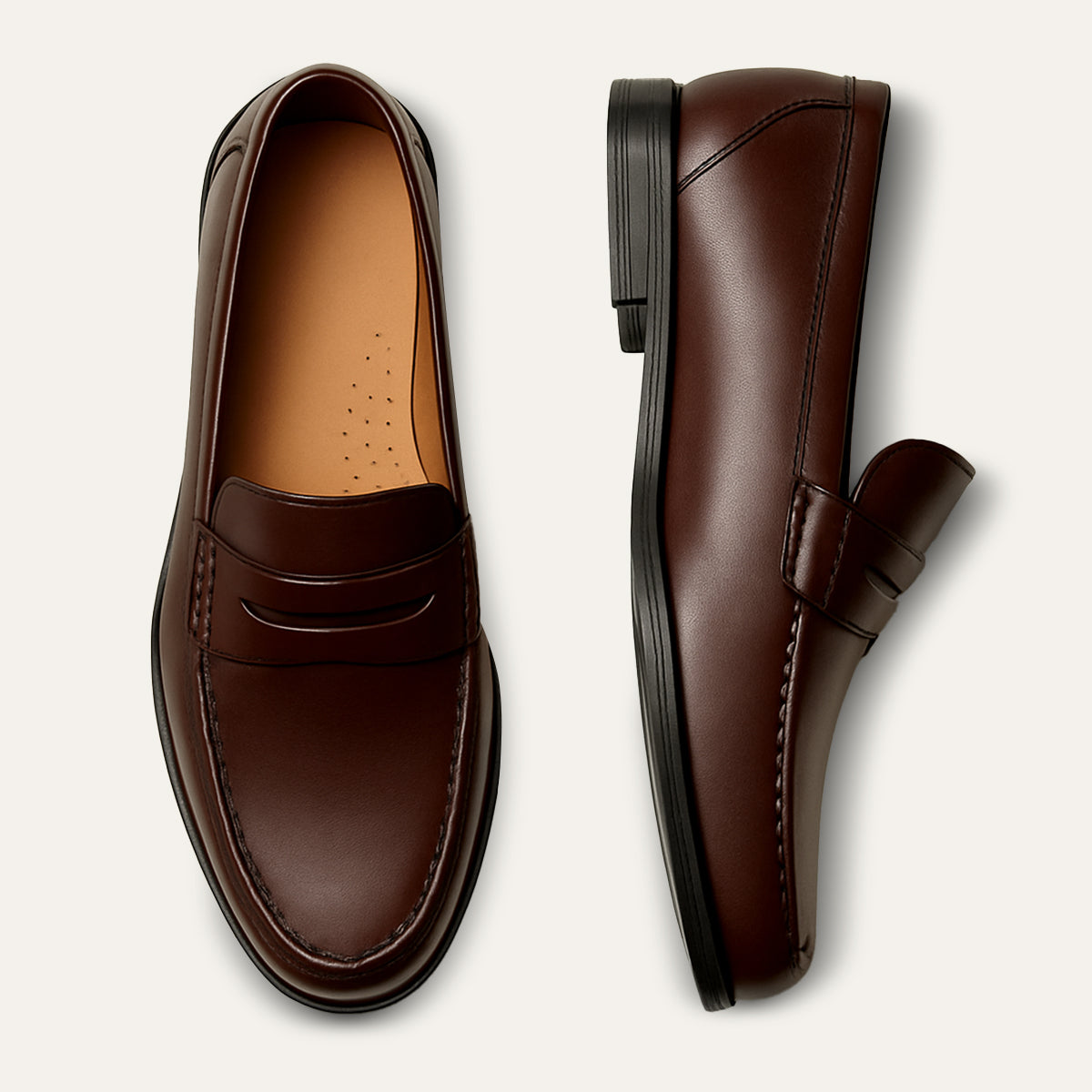 Axel | Men's Black Leather Penny Loafers Slip On