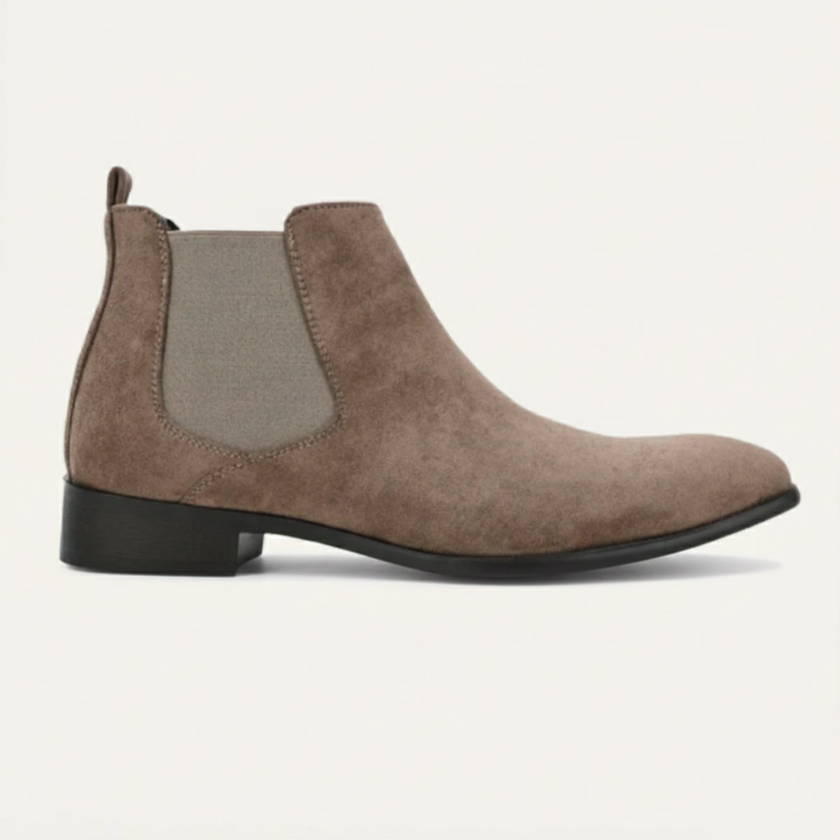 Ezra | Men's Suede Chelsea Boot Beige Black Sole