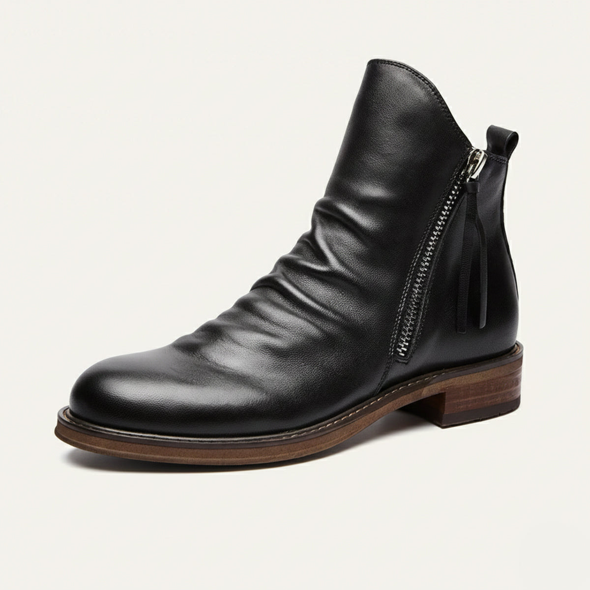Callum | Men's Brown Leather Chelsea Boots Zip Side