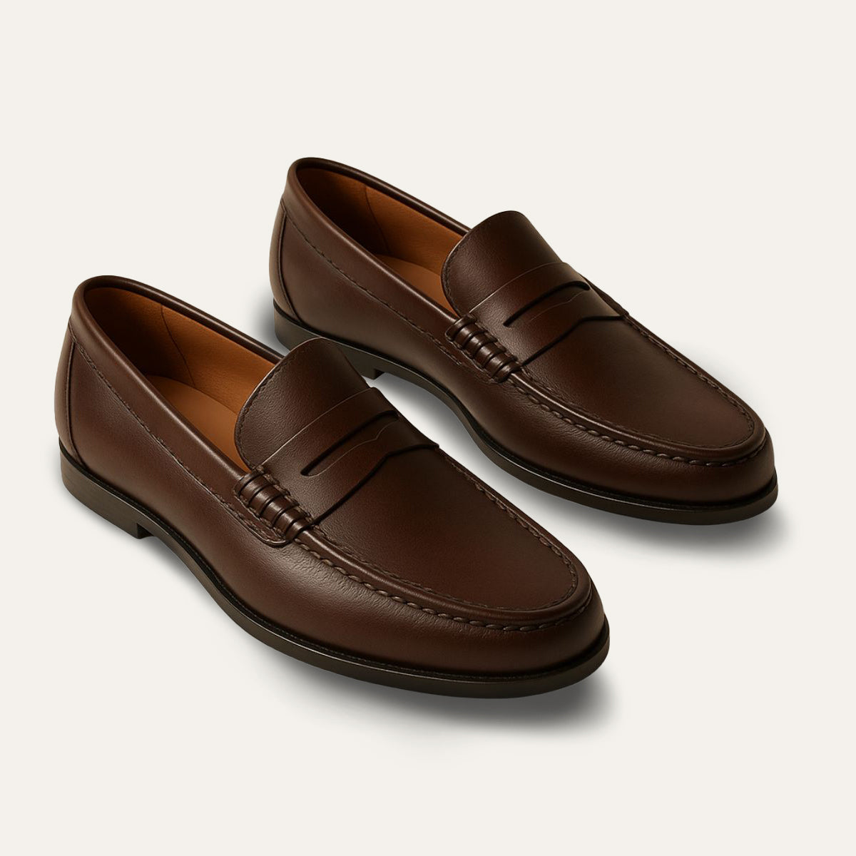 Axel | Men's Black Leather Penny Loafers Slip On