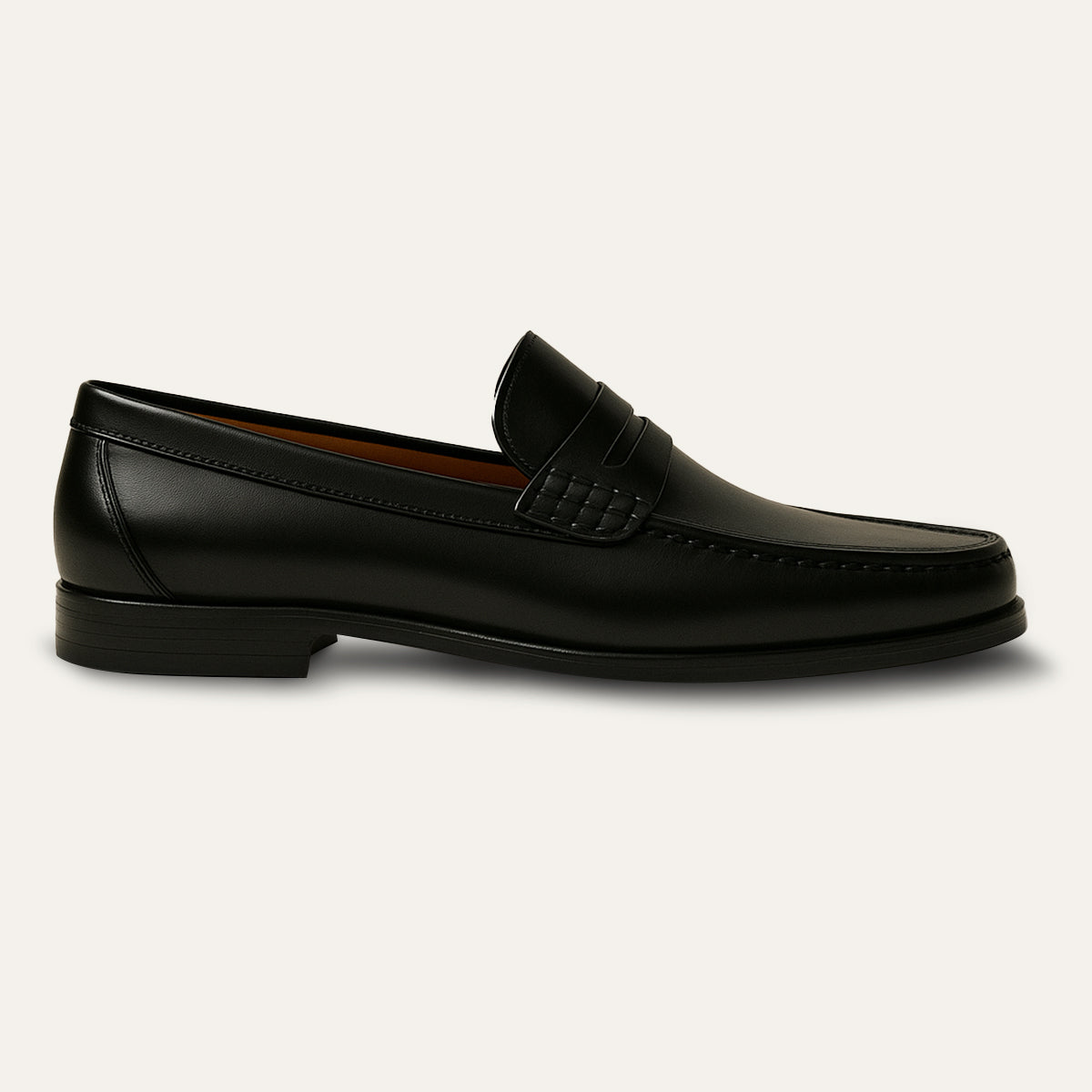 Axel | Men's Black Leather Penny Loafers Slip On