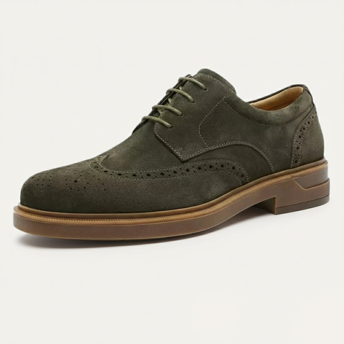 Ezra | Men's Suede Wingtip Oxford Beige Dress Shoe