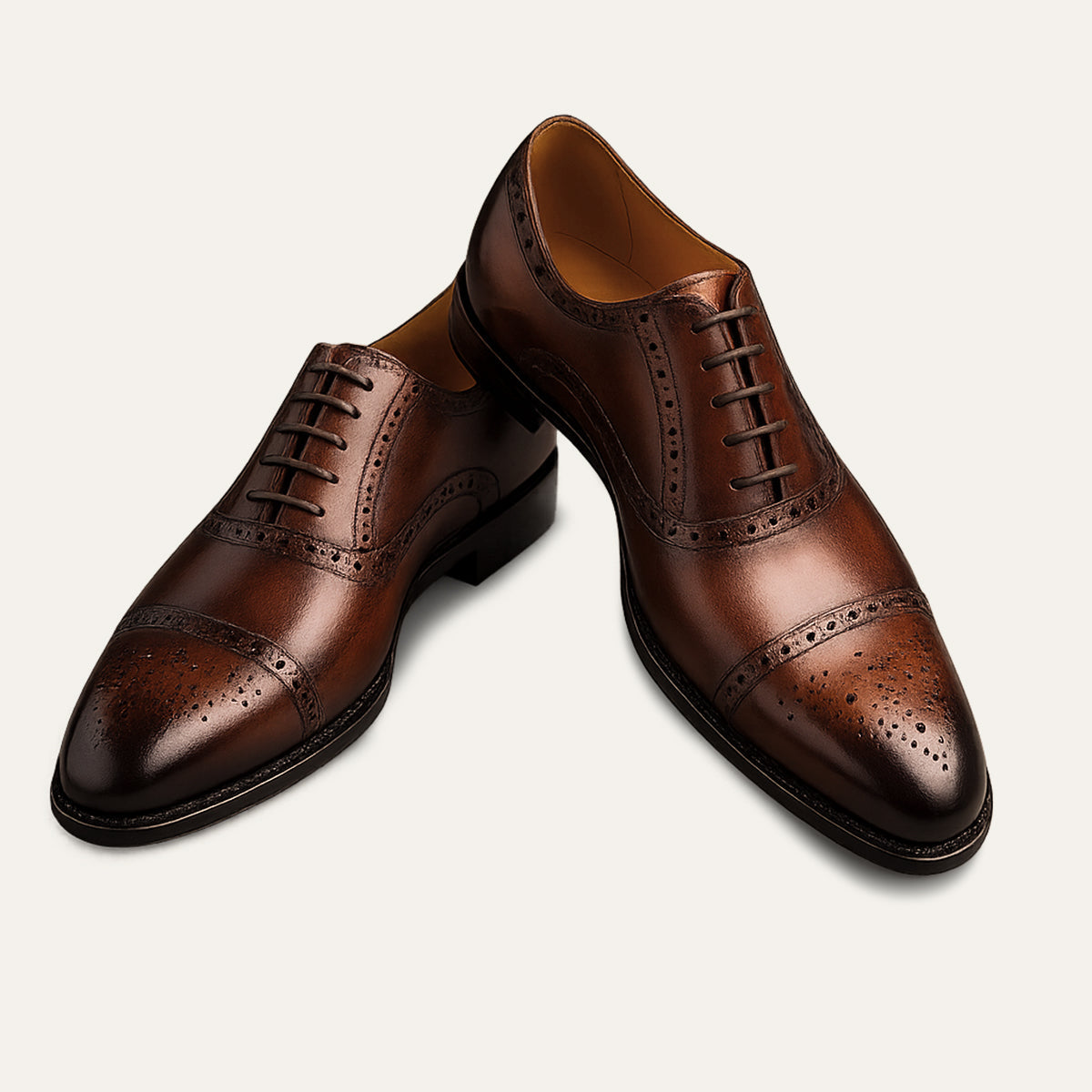 Luca | Men's Brown Leather Oxford Brogue Dress Shoes