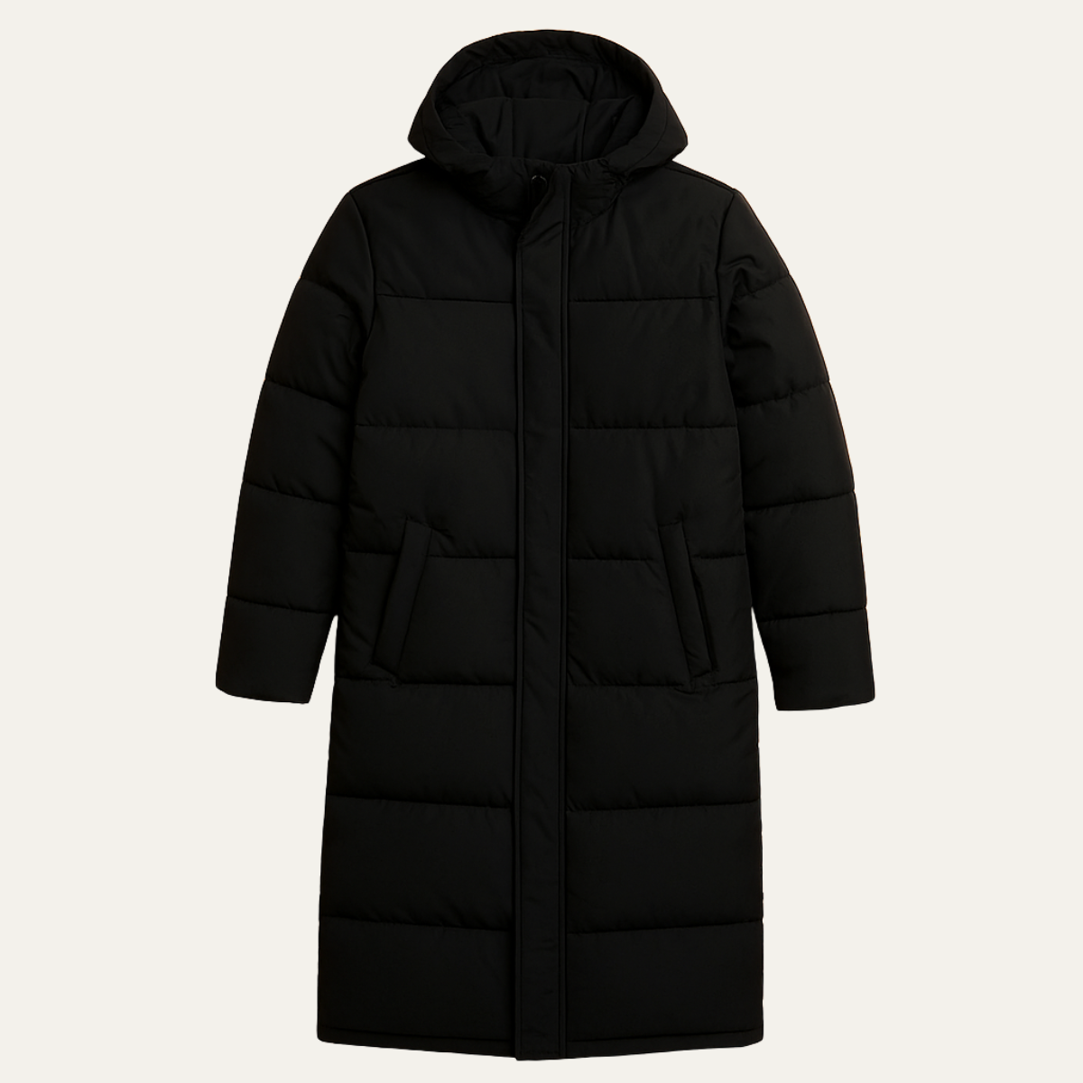 Lars | Men's Puffer Coat Black Hooded Winter Long