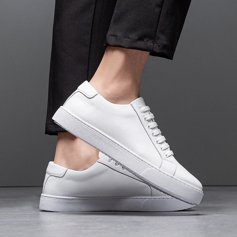 Axel | Men's Leather Lace Up Sneaker Tan White Sole