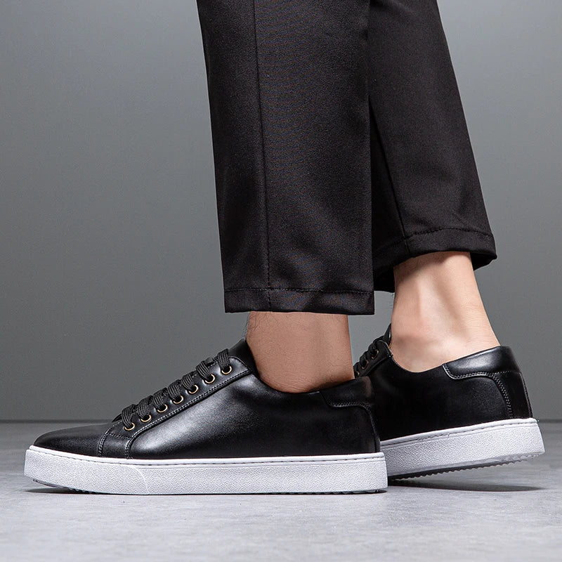 Axel | Men's Leather Lace Up Sneaker Tan White Sole