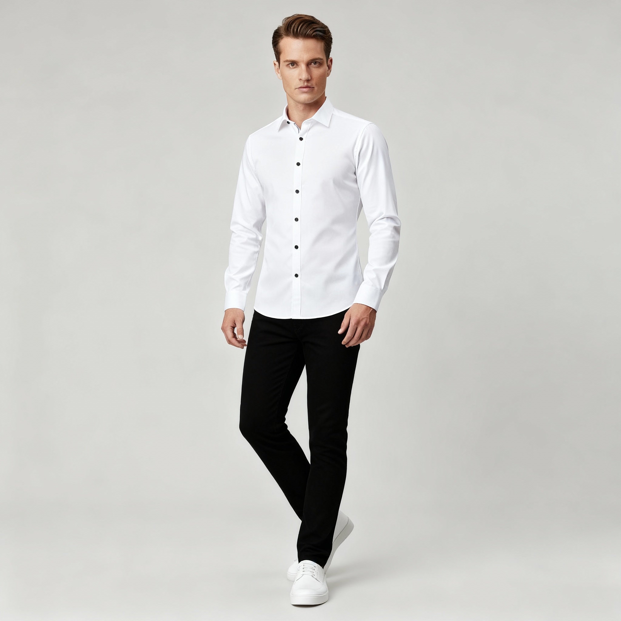 Axel | Men's Dress Shirt White Long Sleeve Button Up