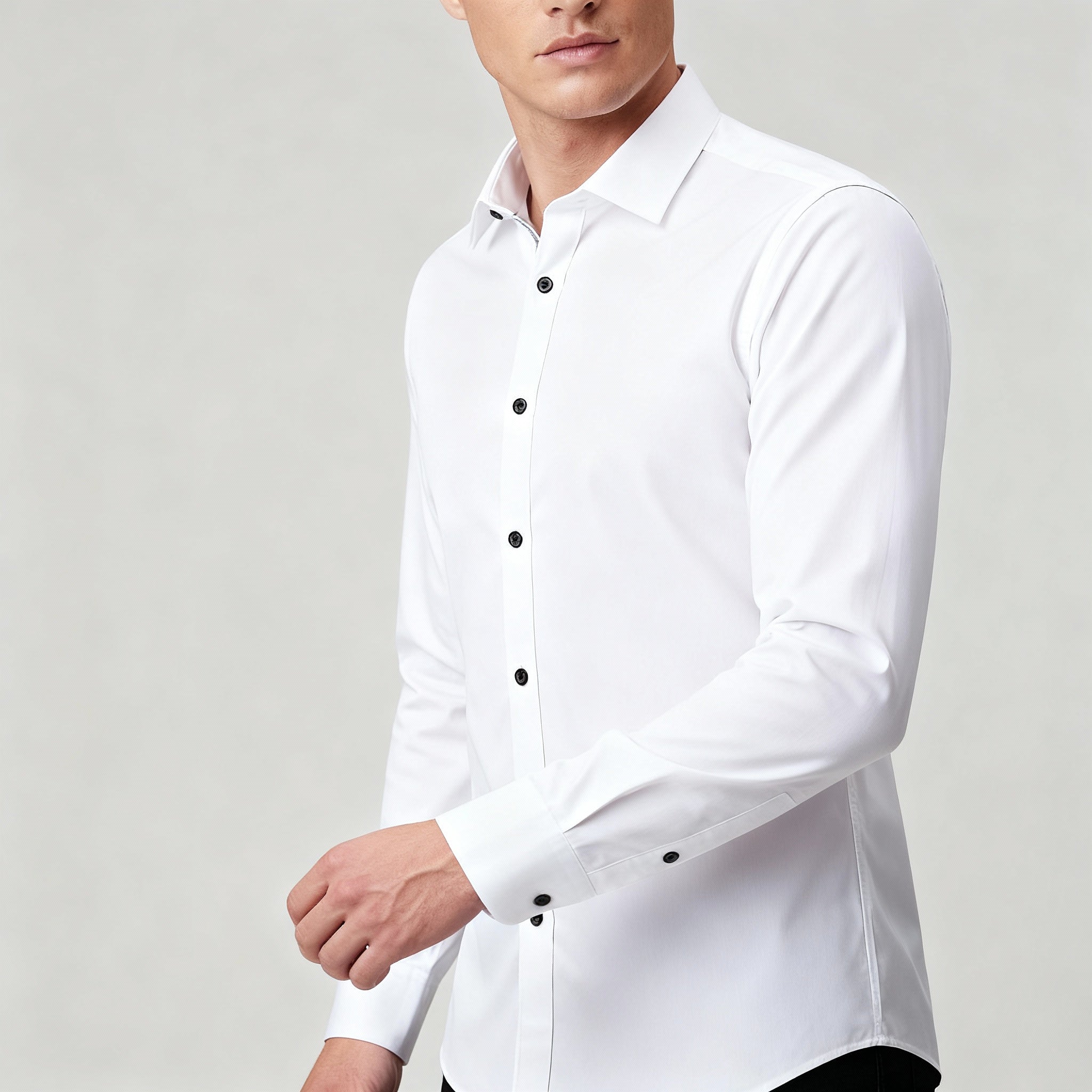 Axel | Men's Dress Shirt White Long Sleeve Button Up