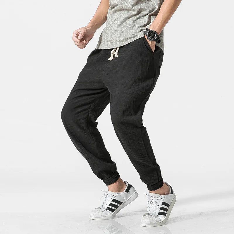 Ash | Men's Linen Pants Tapered Jogger Khaki